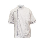 White Chef Uniform with Short Sleeve and Blue List - M